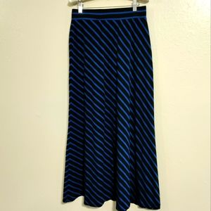 Black and Blue Striped Maxi Skirt by Hannah. No Slits. Size Medium with stretch
